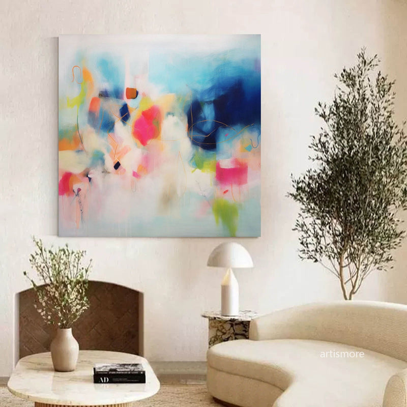 Modern Original Wall Art Large Square Acrylic Painting Colorful Abstract Oil Painting Home Decor