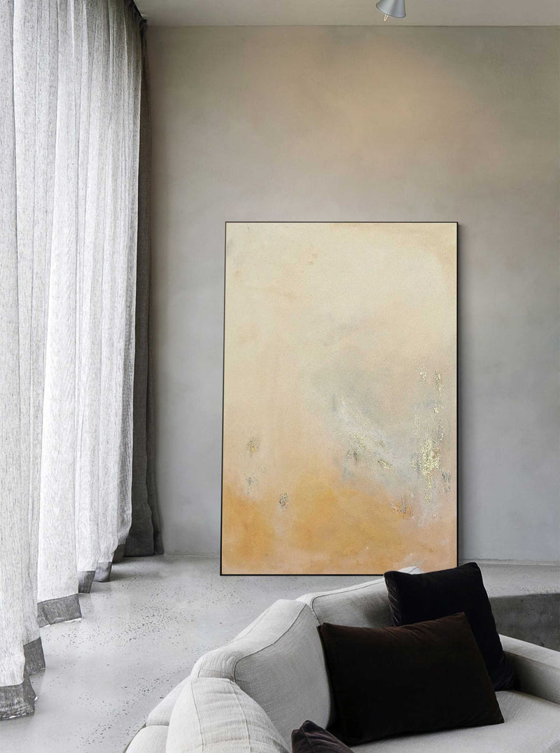 Gold Abstract Wall Art Canvas With Frame Oil Painting Large vintage Minimalist Oil Painting For Living Room