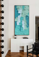 Large Green Blue Block Abstract Oil Painting On Canvas Original Texture Wall Art Painting