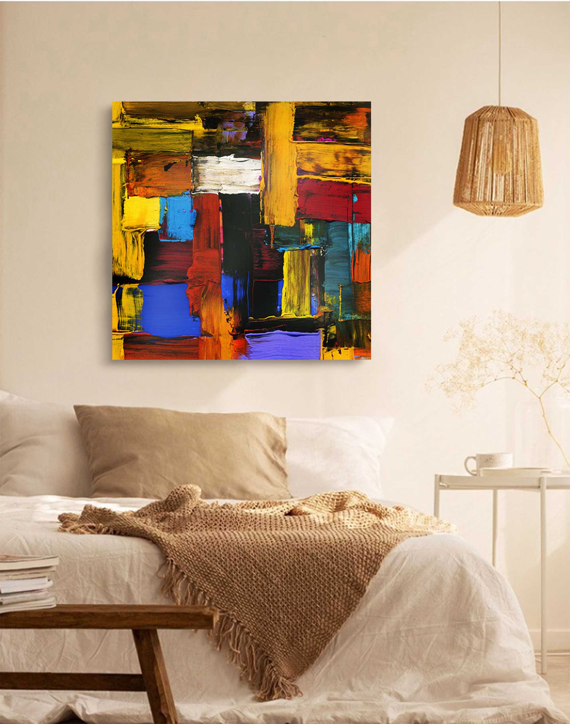 Original Painting On Canvas Abstract Art Geometric Painting Living Room Stylish Wall Decor