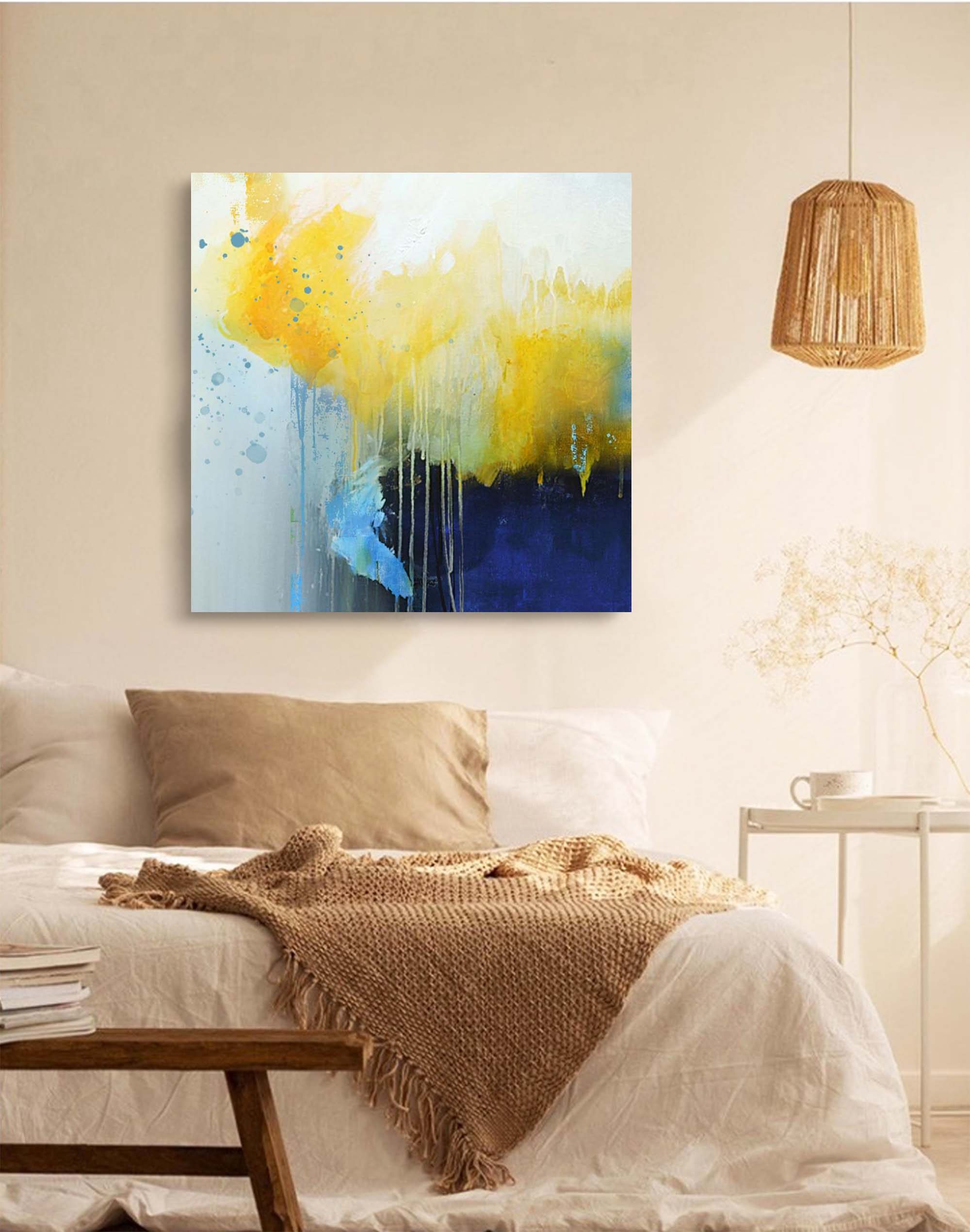 Square Original Abstract Oil Painting With Frame Abstract Acrylic Painting Large Wall Art Modern Art For Living Room