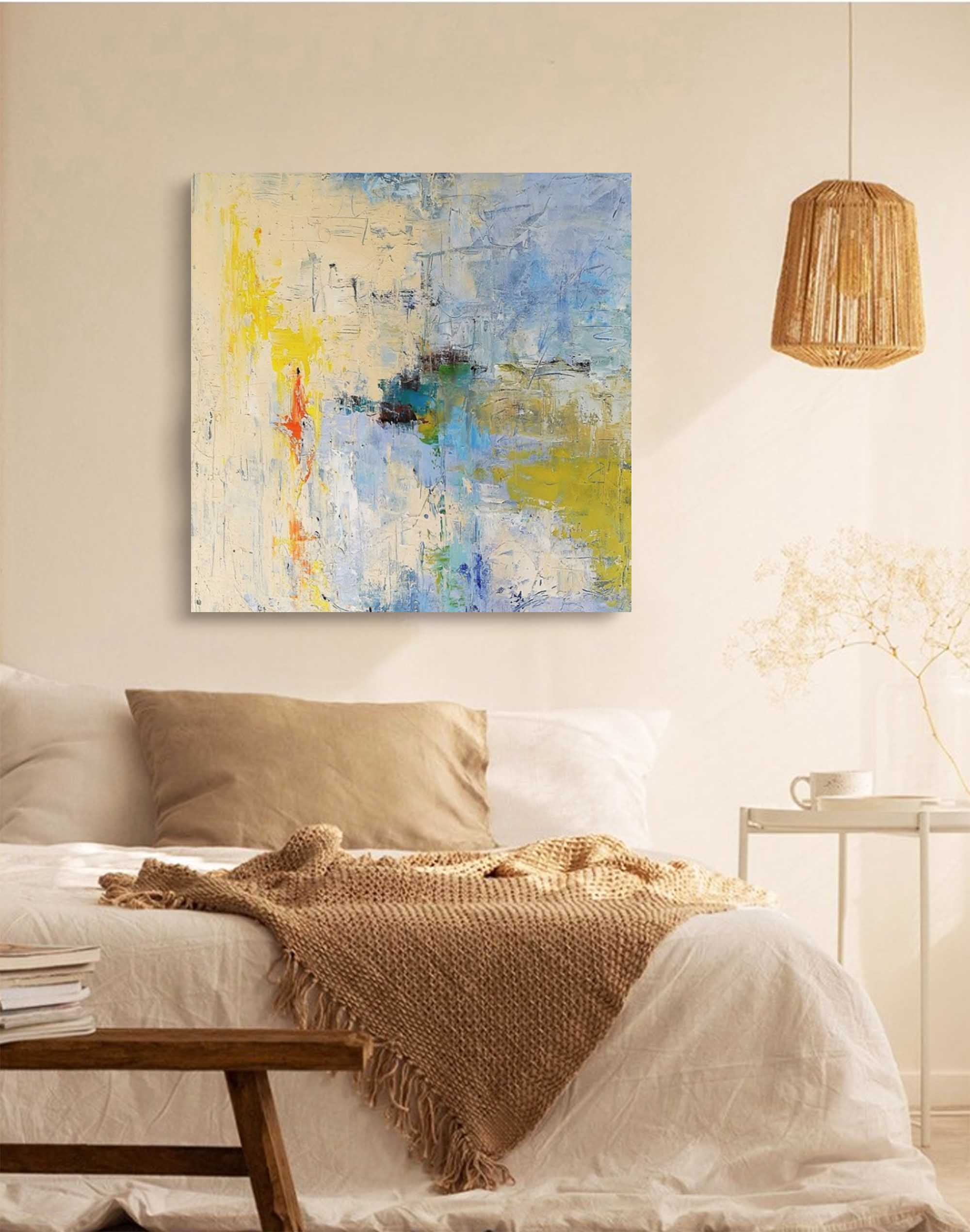 Square Original Abstract Oil Painting Abstract Acrylic Painting Large Wall Art Modern Art Home Decor