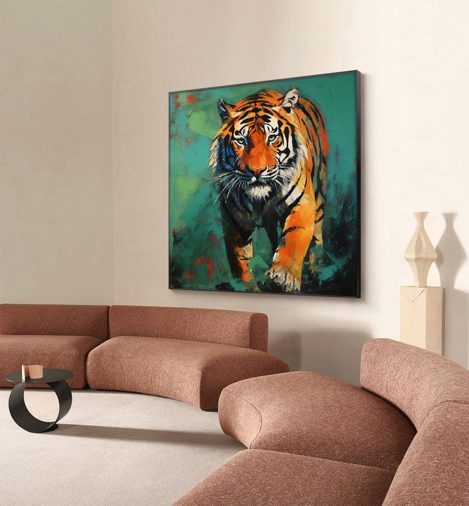 Original Abstract Tiger Canvas Oil Painting Modern Tiger Canvas Wall Art Large Animal Artwork Home Decor