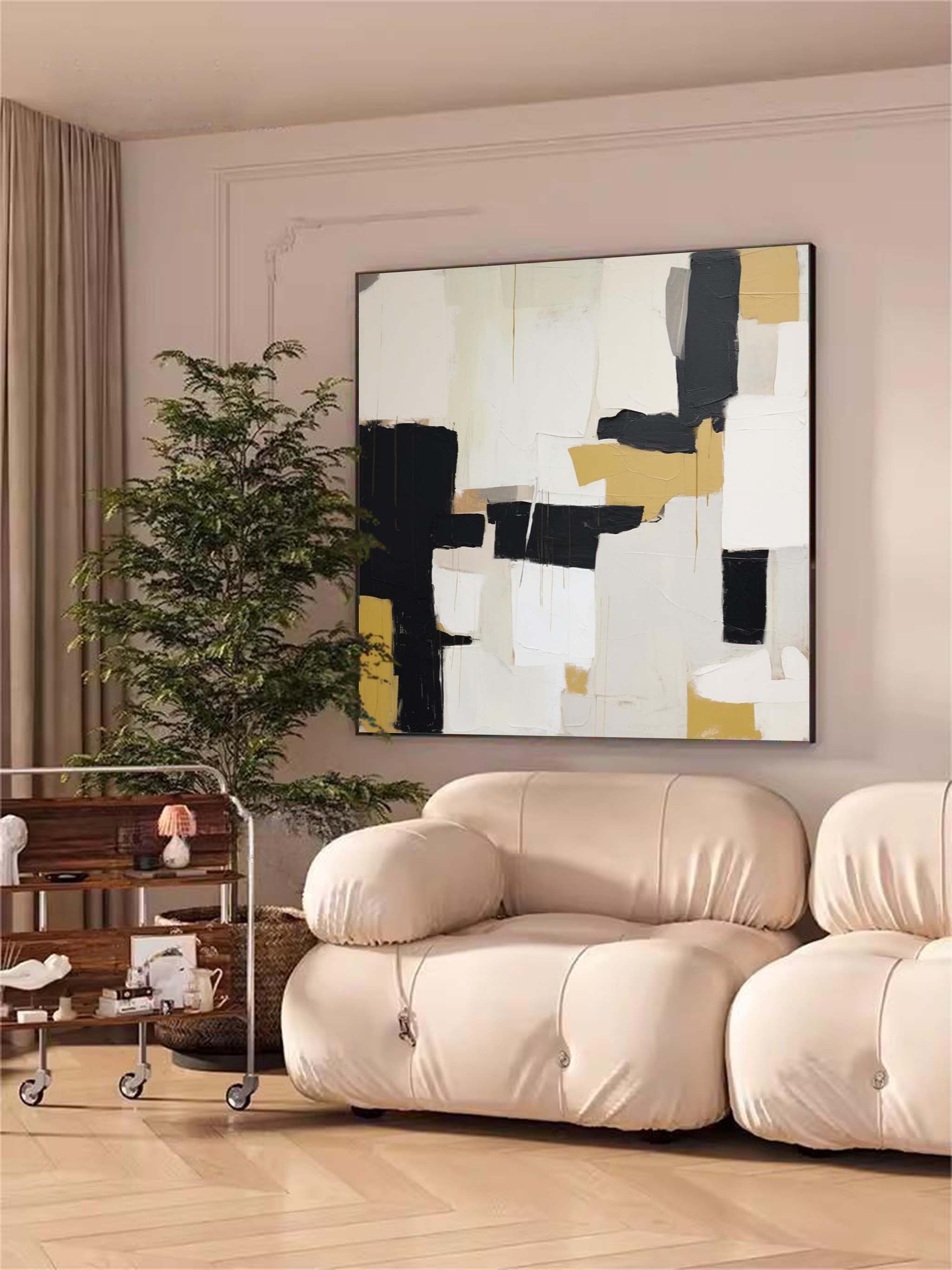 Large Acrylic Painting On Canvas Abstract Oil Painting Farme Original Modern Wall Art For Living Room