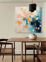 Modern Wall Art Large Abstract Oil Painting On Canvas Original Blue And Yellow Acrylic Painting Home Decor