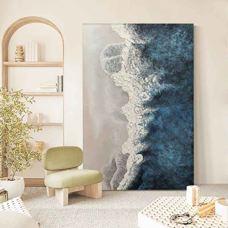 Blue Texture Ocean Abstract Oil Painting Large Ocean Original Painting On Canvas Modern Wall Art Living Room Decor
