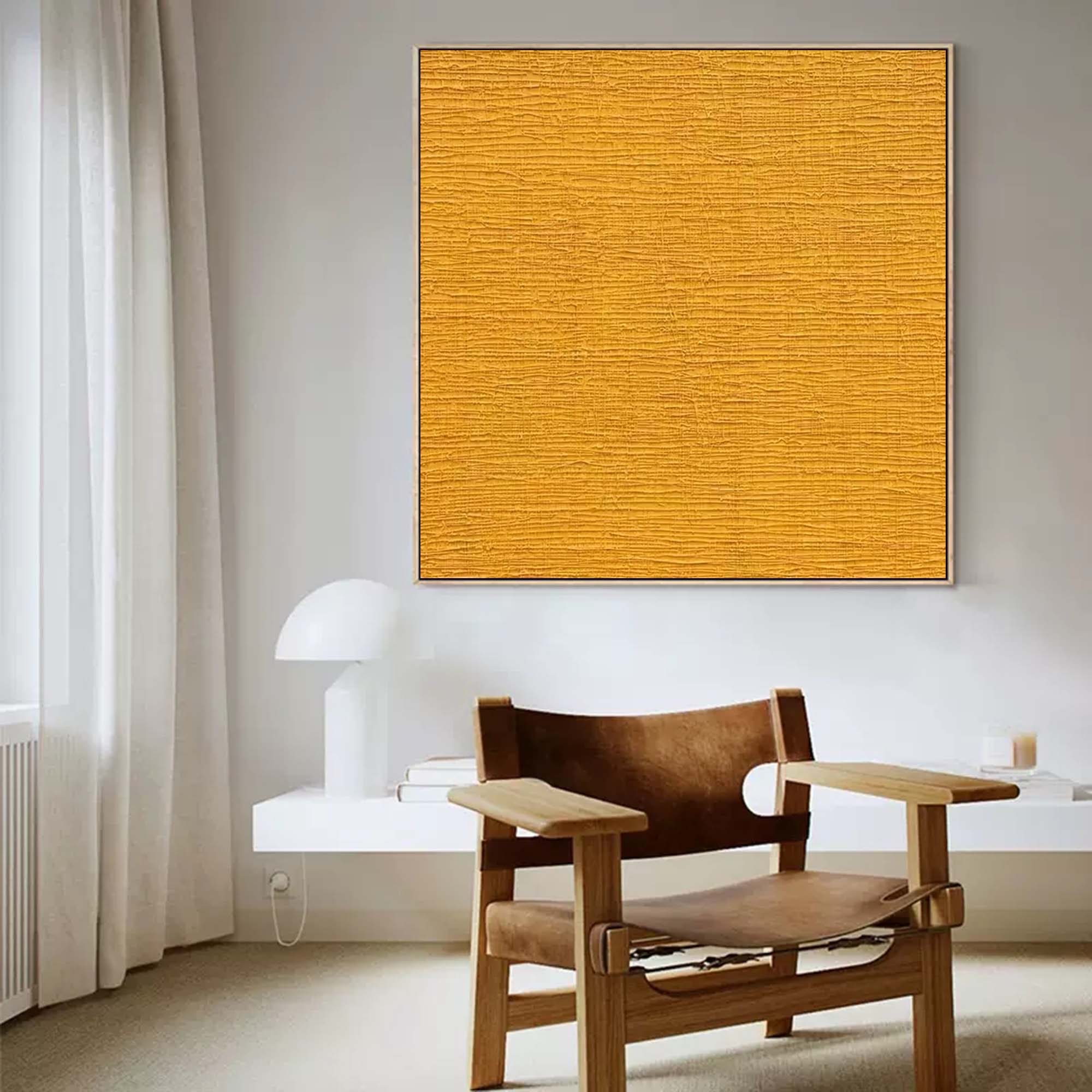 Large Texture Wall Art Modern Yellow Abstract Acrylic Painting on Canvas Original Minimalist Art for Living Room