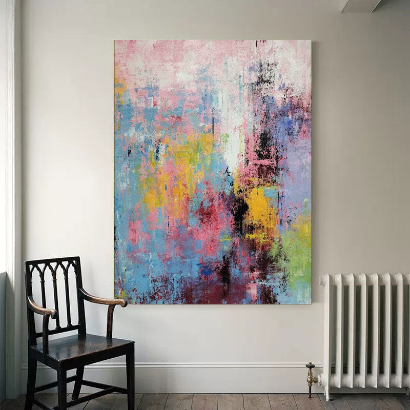 Multicolour Abstract Painting Large Pink Abstract Painting On Canvas Modern Abstract Painting Multicolour Wall Art