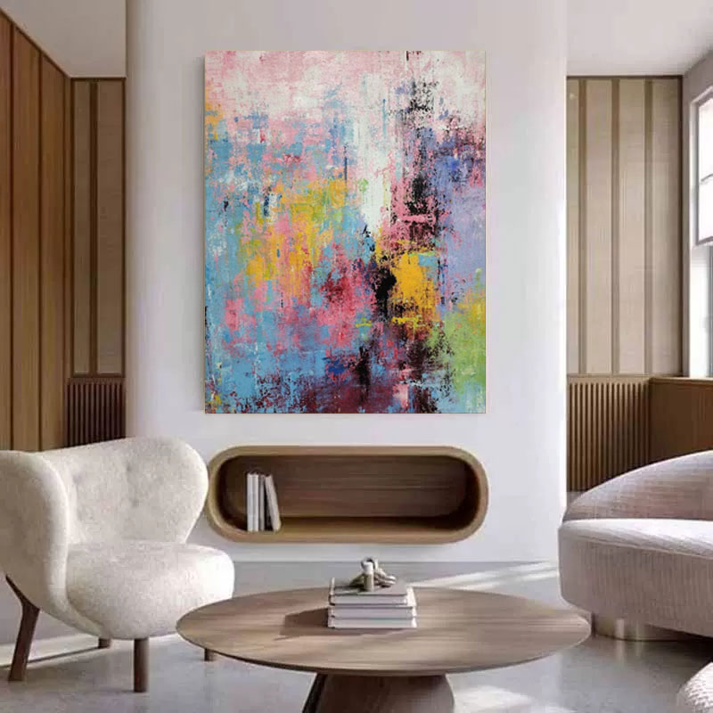 Multicolour Abstract Painting Large Pink Abstract Painting On Canvas Modern Abstract Painting Multicolour Wall Art