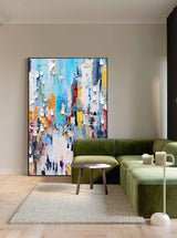 Abstract Cityscape Oil Painting On Canvas Original Modern Urban Scene Art Large Wall Art Home Decor