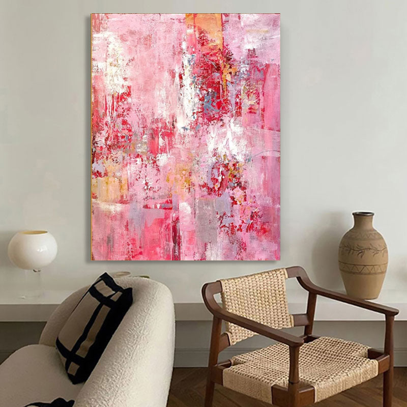 Large Pink Abstract Painting On Canvas Modern Abstract Oil Painting Pink Wall Art Home Decor