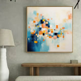 Modern Wall Art Original Abstract Oil Painting On Canvas Large Blue And Yellow Acrylic Painting For Living Room