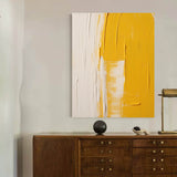 Bright Yellow Large Abstract acrylic painting Texture Minimalist Oil Painting On Canvas Original Wall Art Home Decor