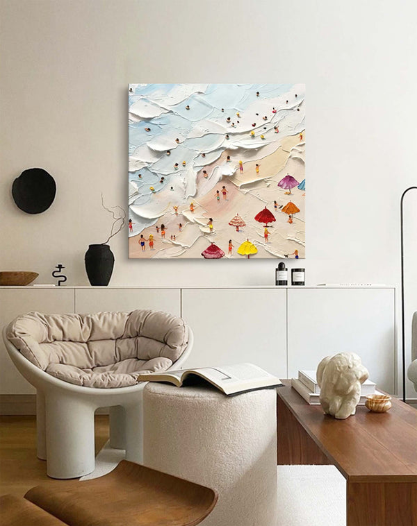 Sea And Beach Oil Painting Original Abstract Seascape Art Oil Painting On Canvas Bedroom Wall Decor