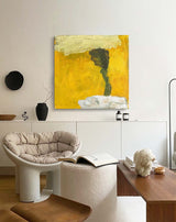 Square Yellow Original Abstract minimalist Oil Painting Abstract Acrylic Painting Large Wall Art Modern Art For Living Room