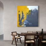 Yellow And Grey Original Abstract Oil Painting With Frame Abstract Acrylic Painting Large Wall Art Modern Art For Living Room