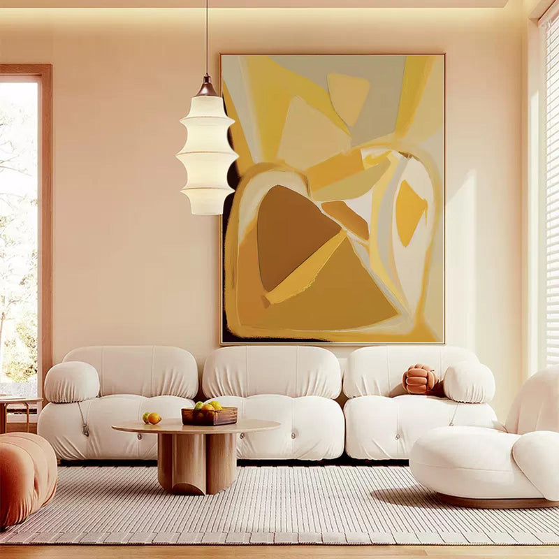 Large Minimalist Yellow Painting Abstract Wall Art Minimalist Textured Painting Yellow Abstract Canvas Art Bedroom Wall Decor