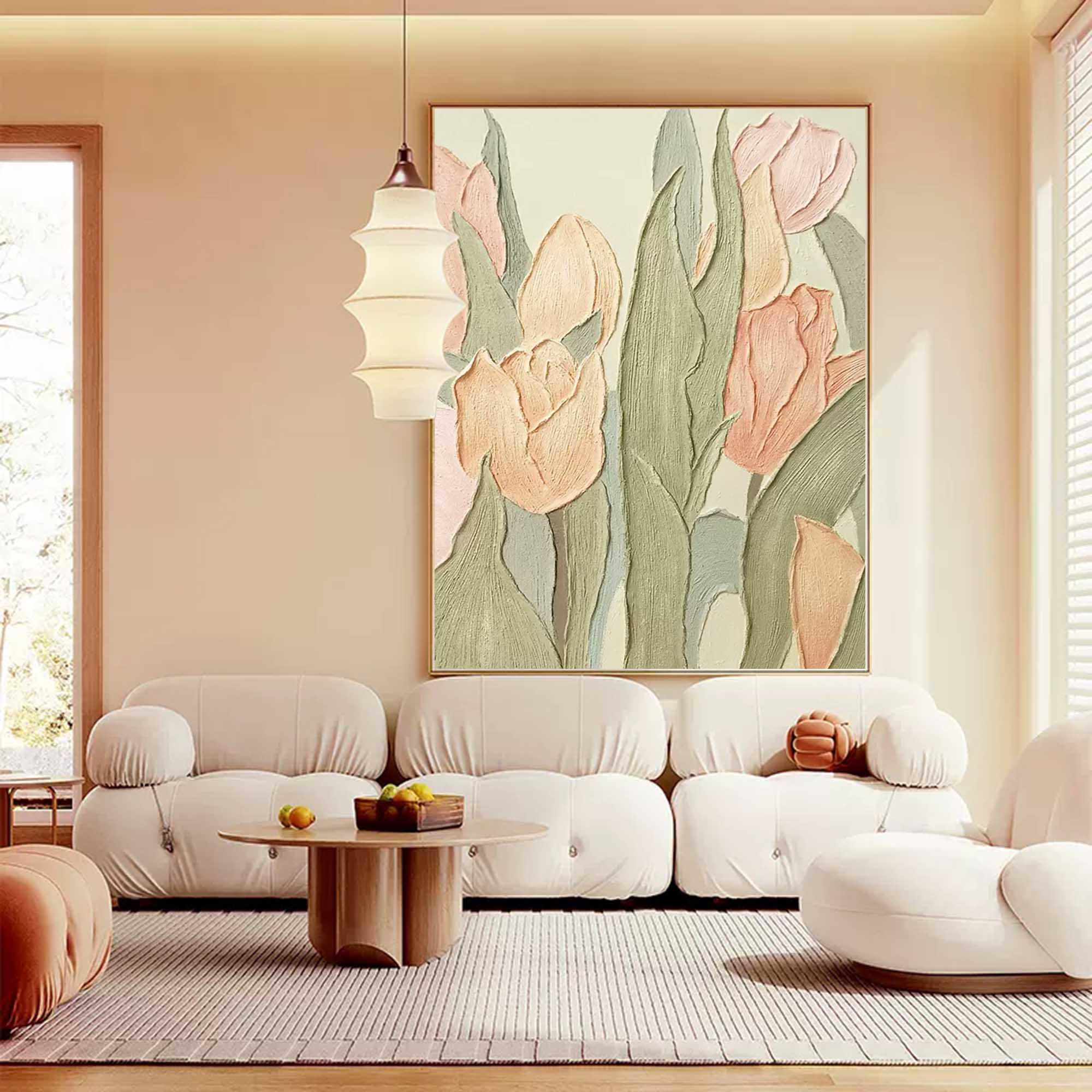 Original Flower Wall Art Large Textured Floral Acrylic Painting Modern White Floral Oil Painting On Canvas Home Decor