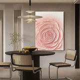 Large Textured Bright Pink Floral Acrylic Painting Original Flower Wall Art Modern Pink Floral Oil Painting On Canvas For Living Room