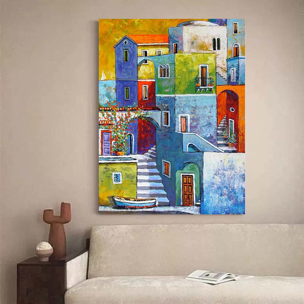 Original Architecture Wall Art Painting Large Modern Architecture Oil Painting Home Decor