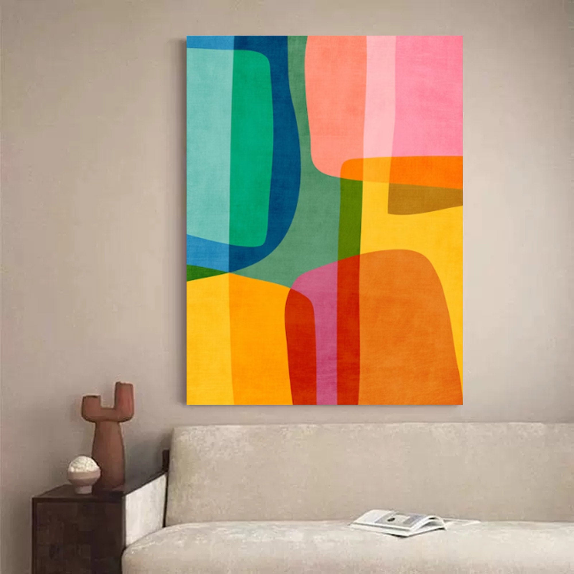 Modern Wall Art Bright Colors Living Room Art Original Multicolored Abstract Acrylic Painting 