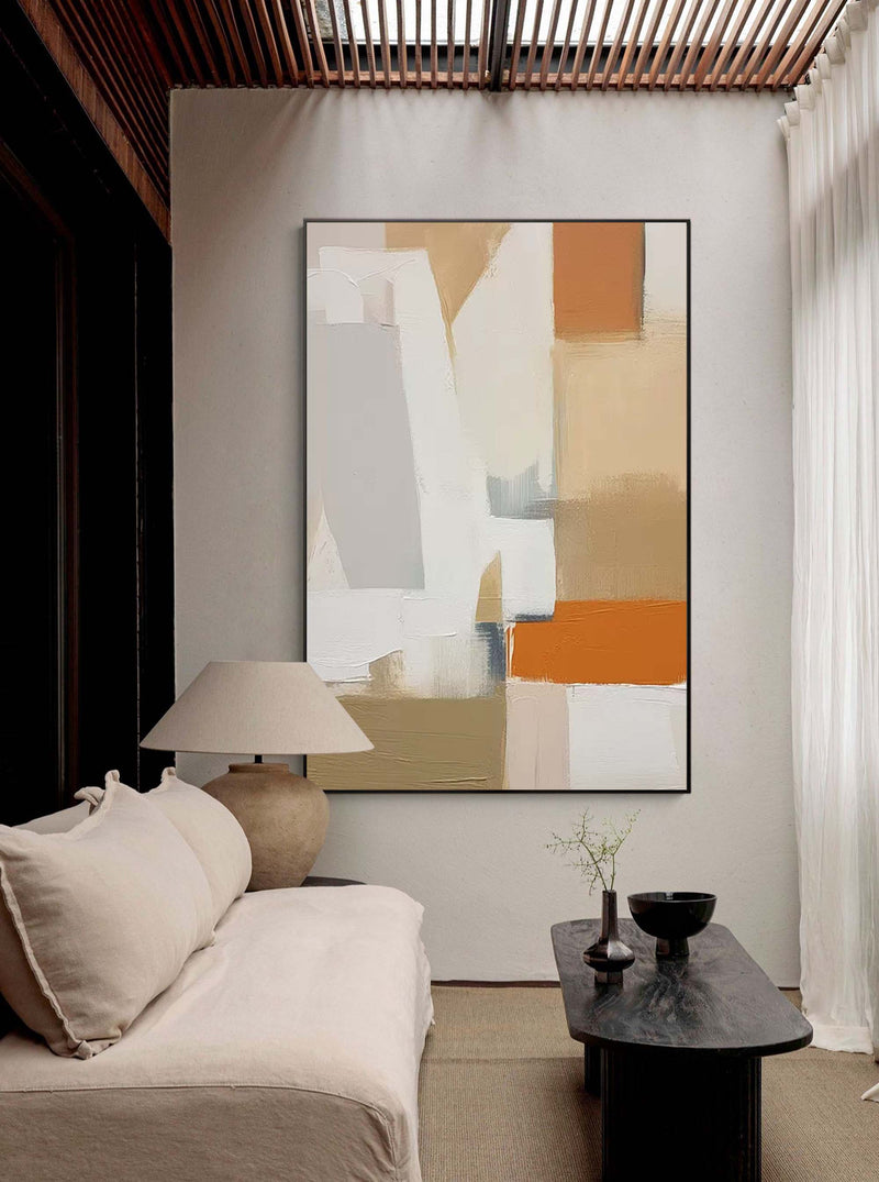 Original Abstract Oil Painting Large Geometric Acrylic Painting Modern Wall Art Framed Home Decor