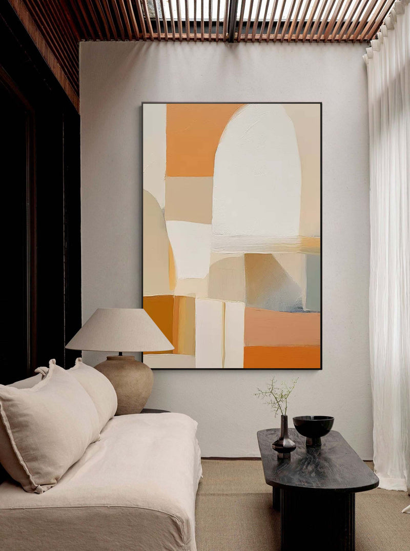 Large Geometric Acrylic Painting Original Abstract Oil Painting On Canvas Modern Wall Art Framed Home Decor