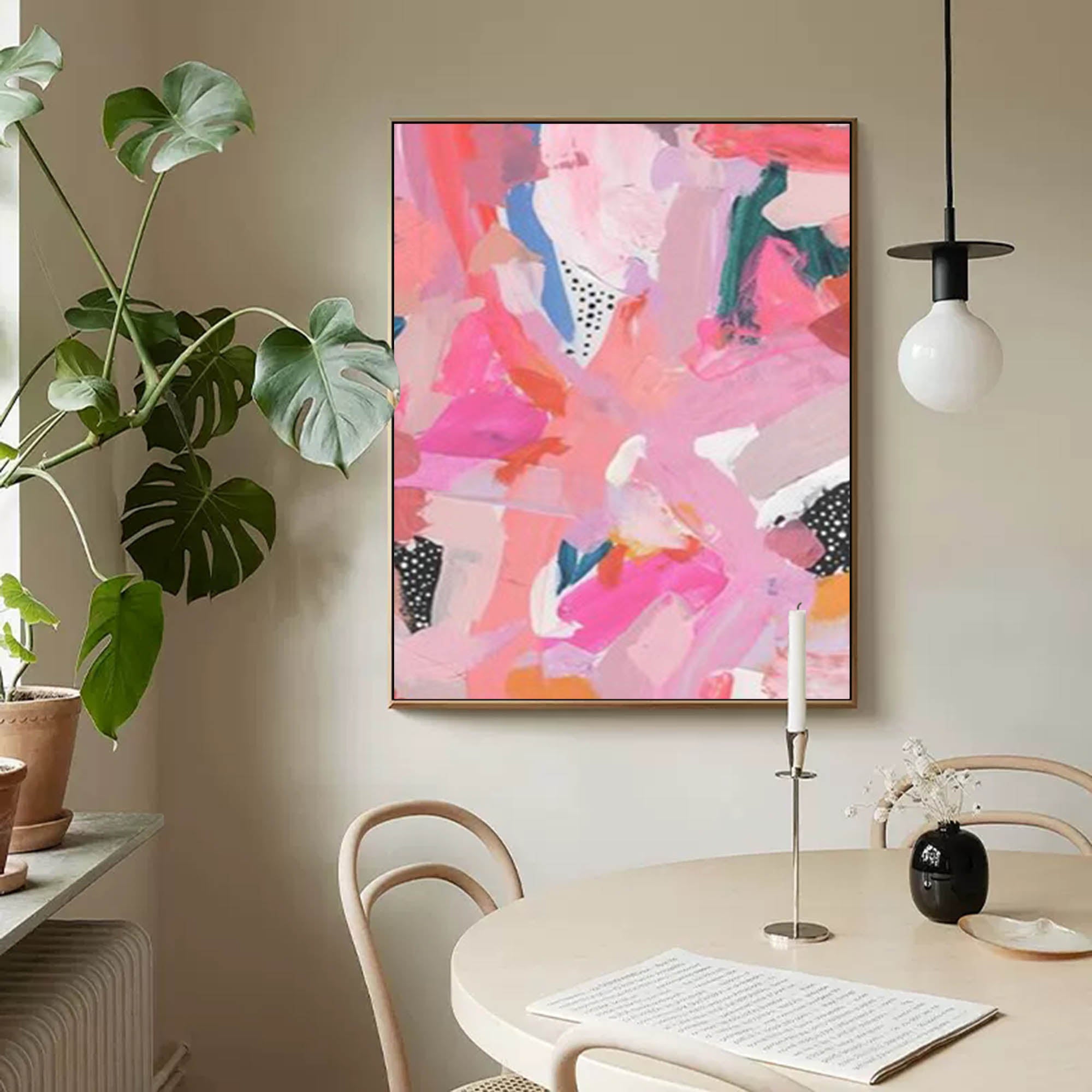 Pink Abstract Textured Canvas Oil Painting Modern Acrylic Painting Original Wall Art Home Decor