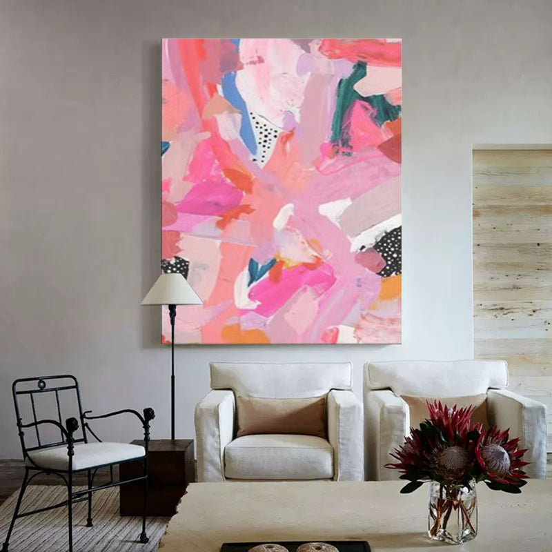 Pink Abstract Textured Canvas Oil Painting Modern Acrylic Painting Original Wall Art Home Decor