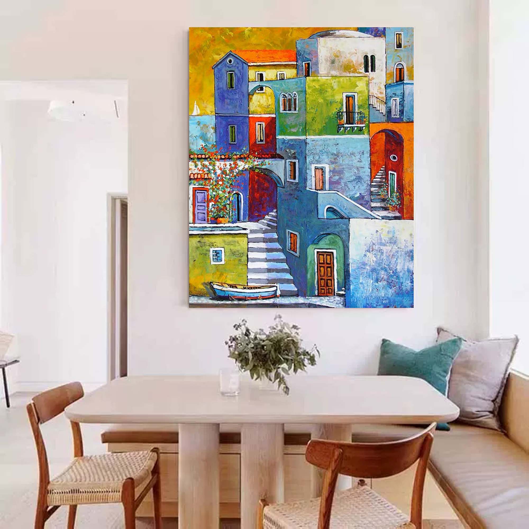 Original Architecture Wall Art Painting Large Modern Architecture Oil Painting Home Decor