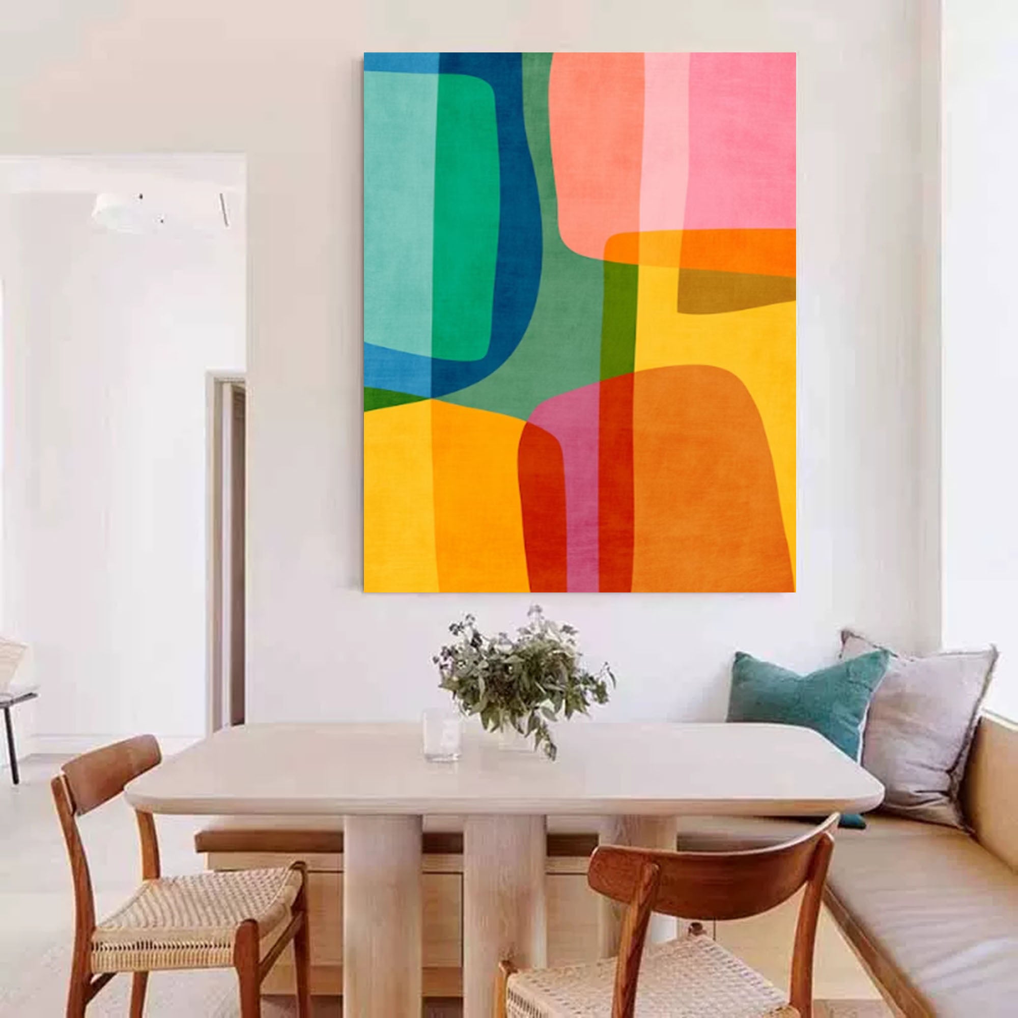 Modern Wall Art Bright Colors Living Room Art Original Multicolored Abstract Acrylic Painting 