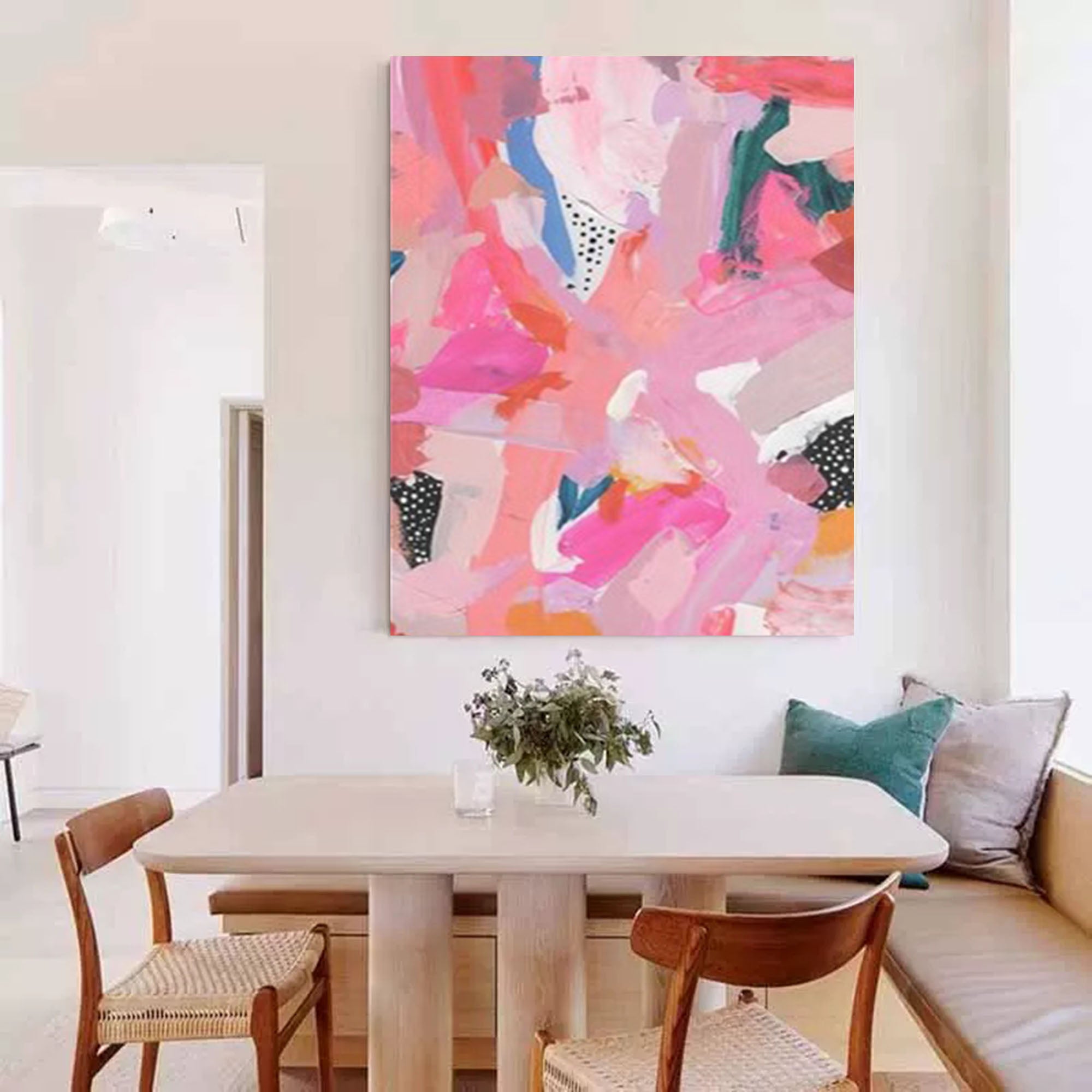 Pink Abstract Textured Canvas Oil Painting Modern Acrylic Painting Original Wall Art Home Decor