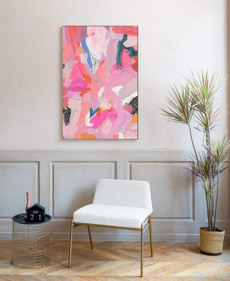 Pink Abstract Textured Canvas Oil Painting Modern Acrylic Painting Original Wall Art Home Decor