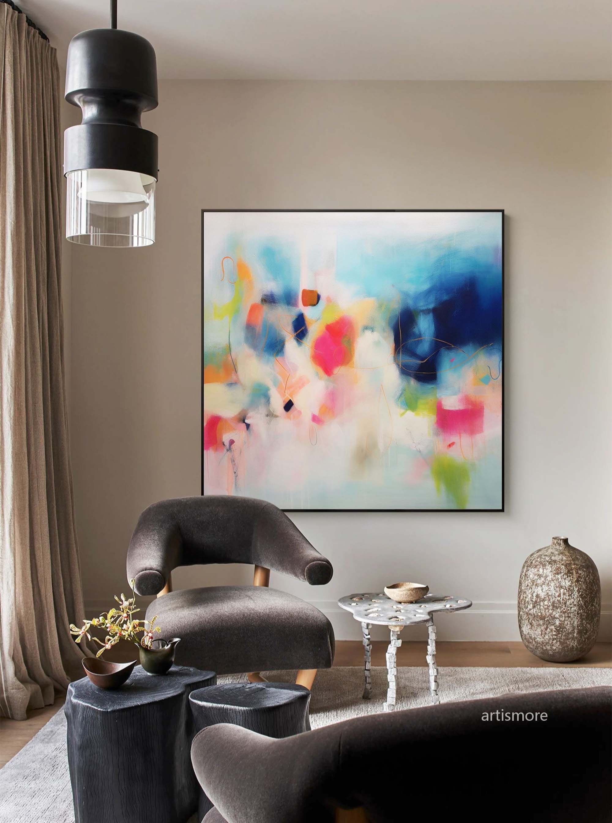 Modern Original Wall Art Large Square Acrylic Painting Colorful Abstract Oil Painting Home Decor