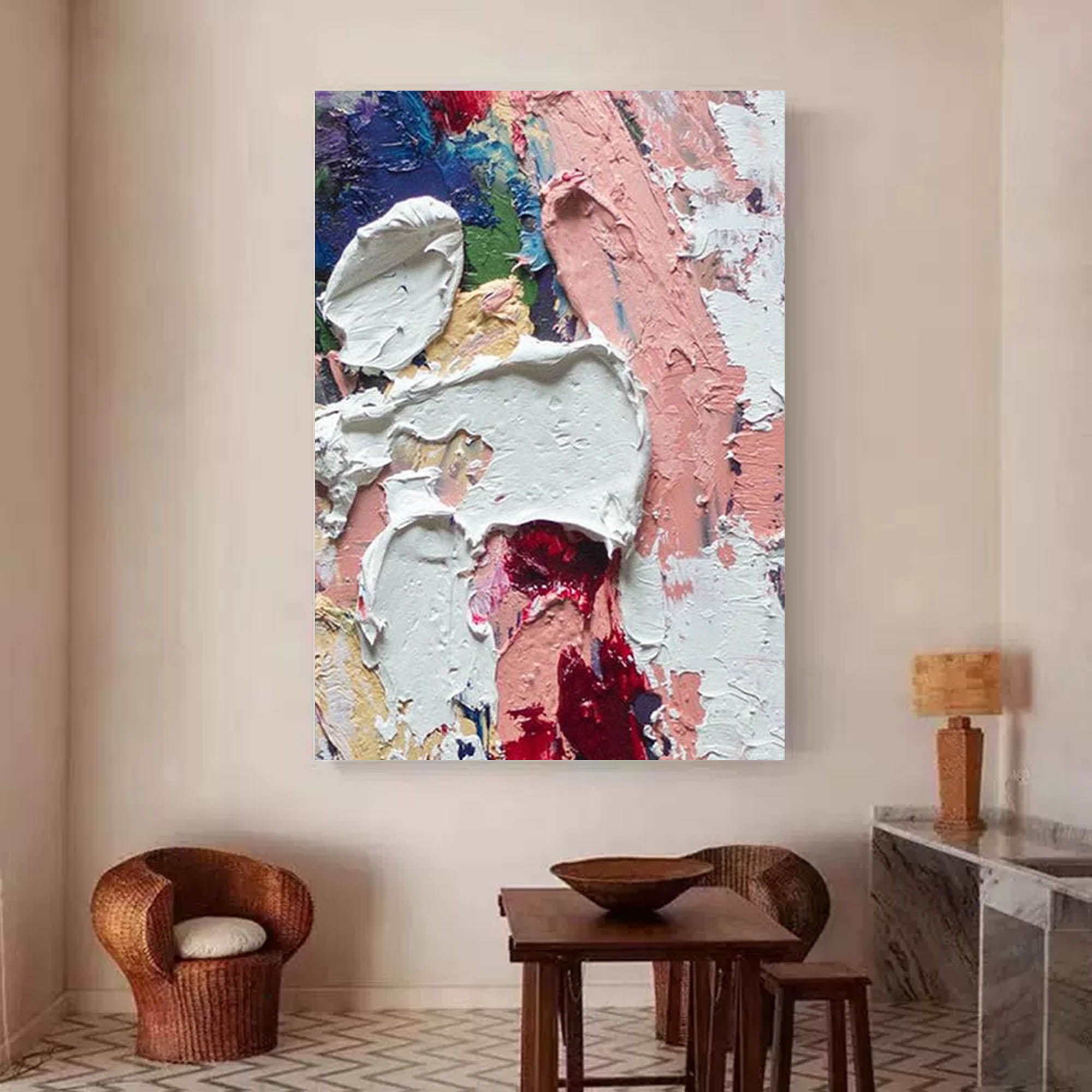 Large Colorful Textured Wall Art Painting On Canvas Modern Original Abstract Painting Boho Minimalist Decor