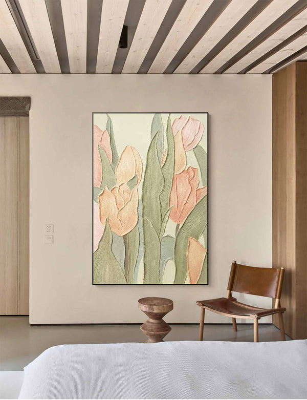Original Flower Wall Art Large Textured Floral Acrylic Painting Modern White Floral Oil Painting On Canvas Home Decor