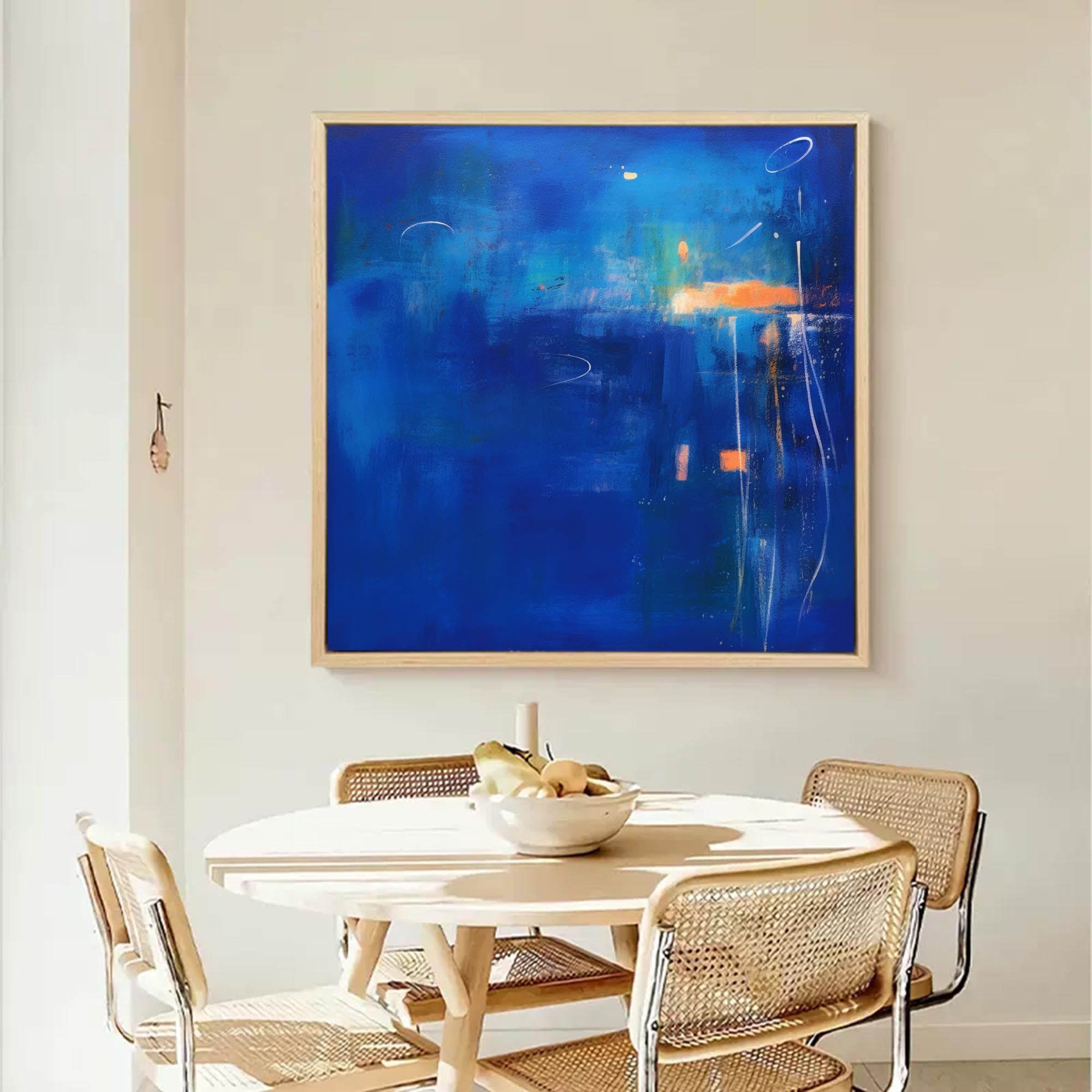 Large Bright Blue Acrylic Painting Original Abstract Oil Painting Modern Wall Art For Living Room