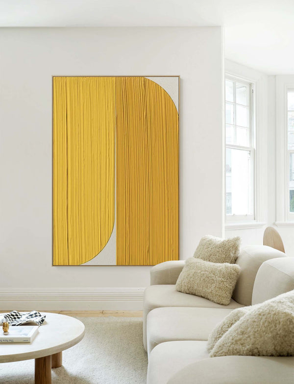 Bright Yellow Original Wall Art Texture Minimalist Oil Painting On Canvas Large Abstract acrylic painting For Living Room