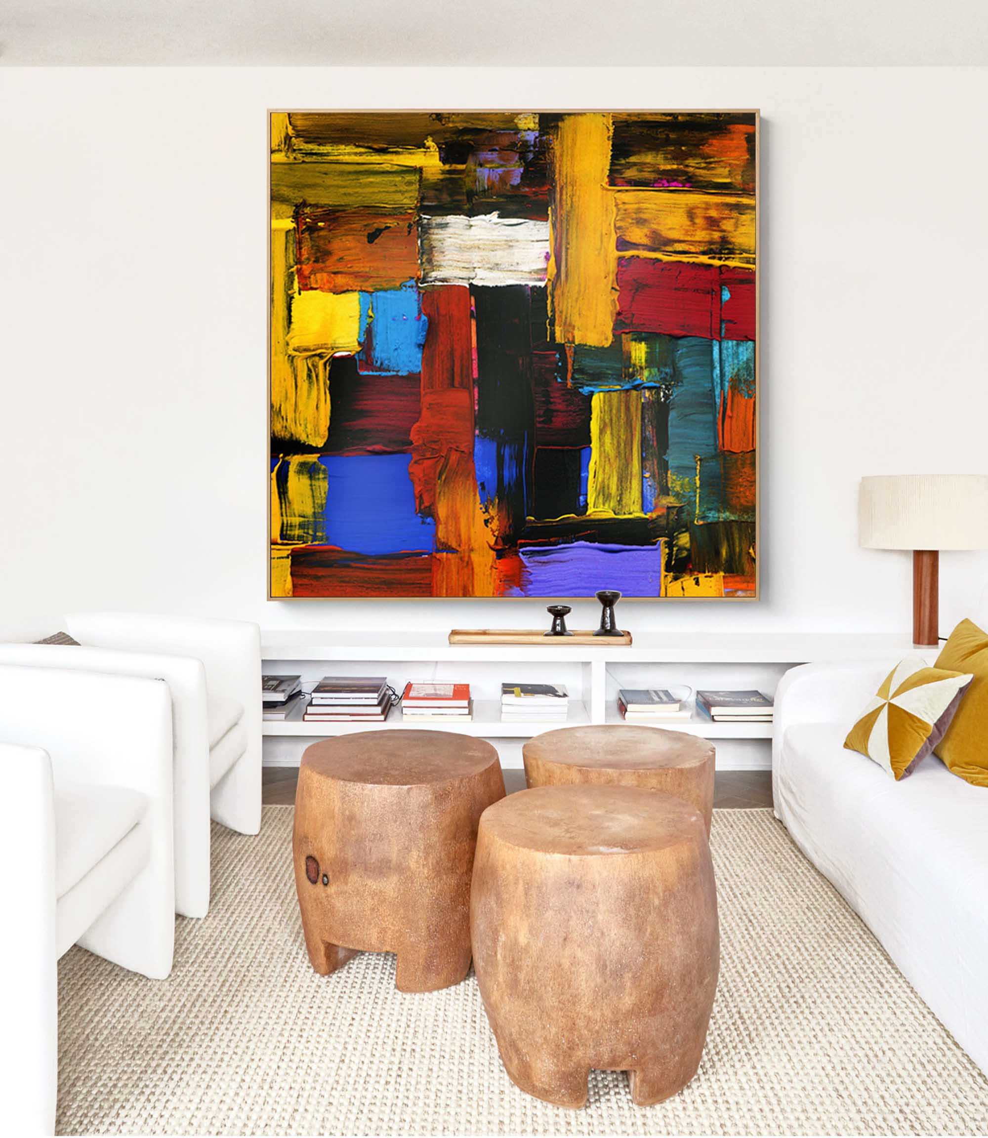 Original Painting On Canvas Abstract Art Geometric Painting Living Room Stylish Wall Decor