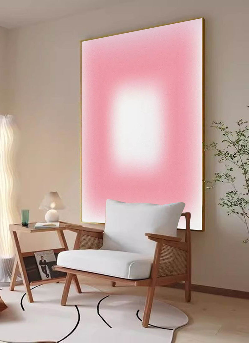 Pink Geometry Minimalist Canvas Oil Painting Large Abstract Acrylic Painting Original Living Room Wall Art