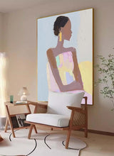 Vibrant Large Figure Painting Original Elegant Woman Wall Art Minimalism Colorful Abstract Artwork Gift