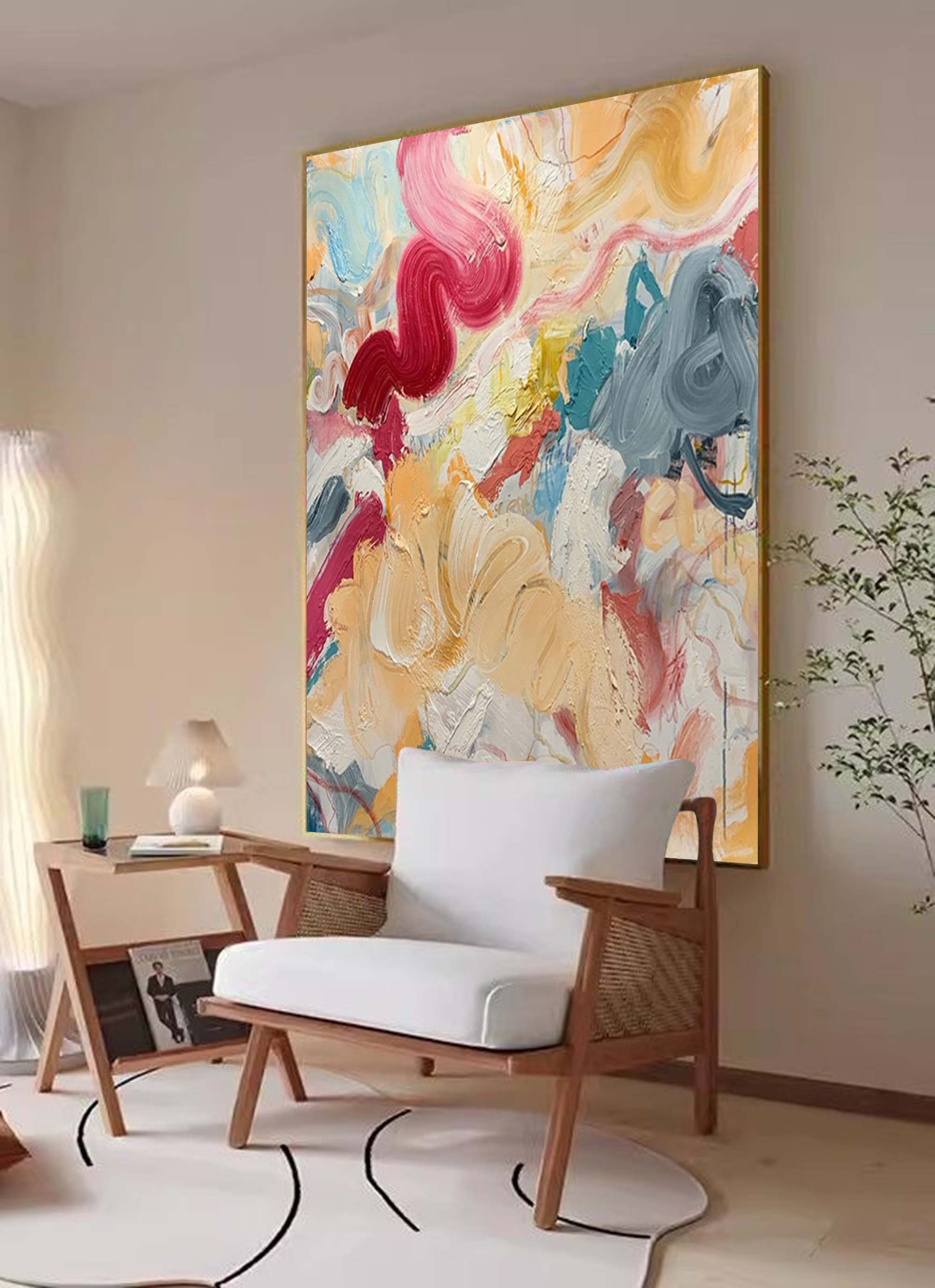 Large Color Painting Modern Multicolor Abstract Canvas Art Contemporary Acrylic Painting