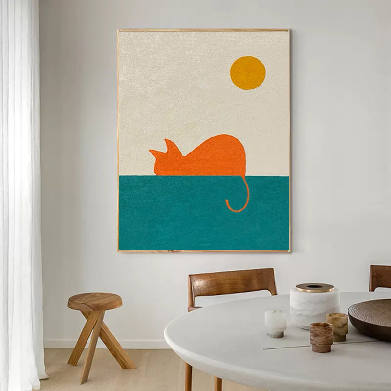 Abstract Cats Painting Wall Art Modern Animal Oil Painting On Canvas Living Room Decor