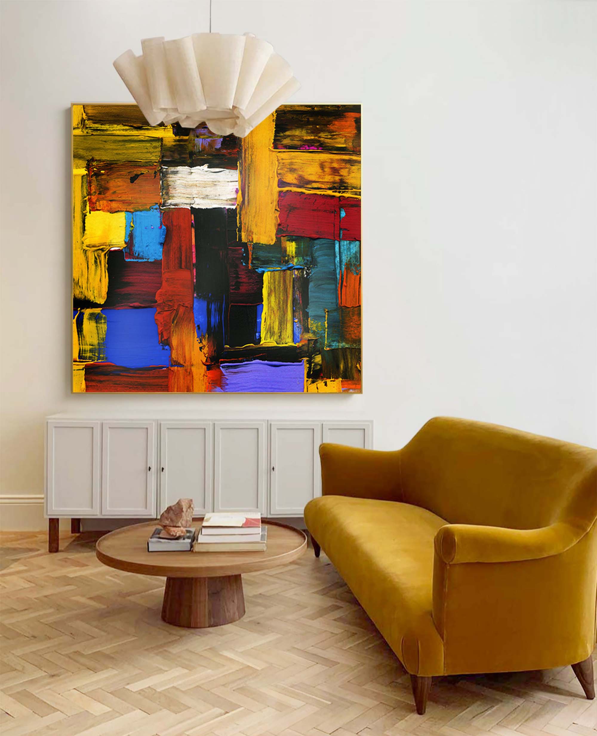 Original Painting On Canvas Abstract Art Geometric Painting Living Room Stylish Wall Decor