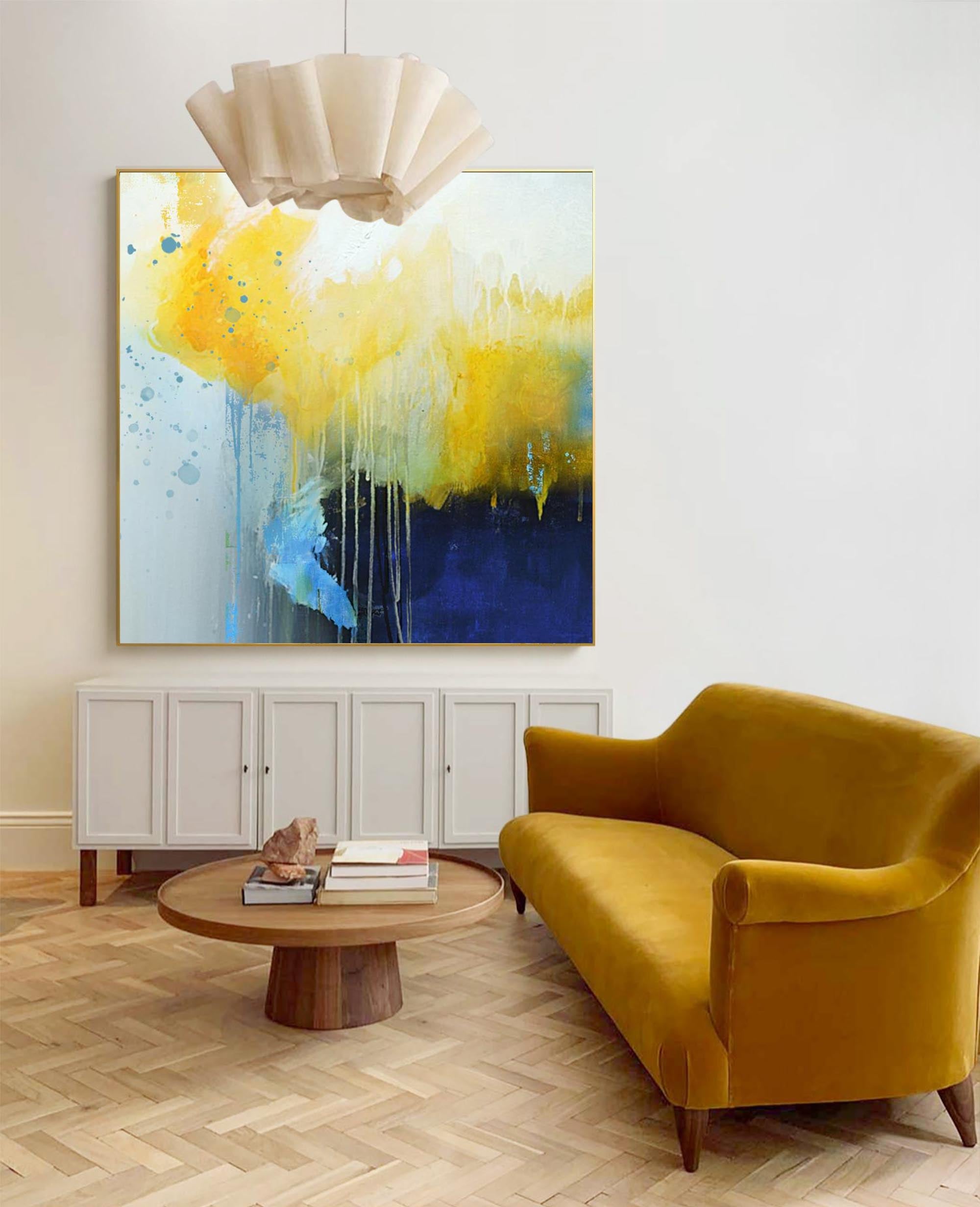 Square Original Abstract Oil Painting With Frame Abstract Acrylic Painting Large Wall Art Modern Art For Living Room