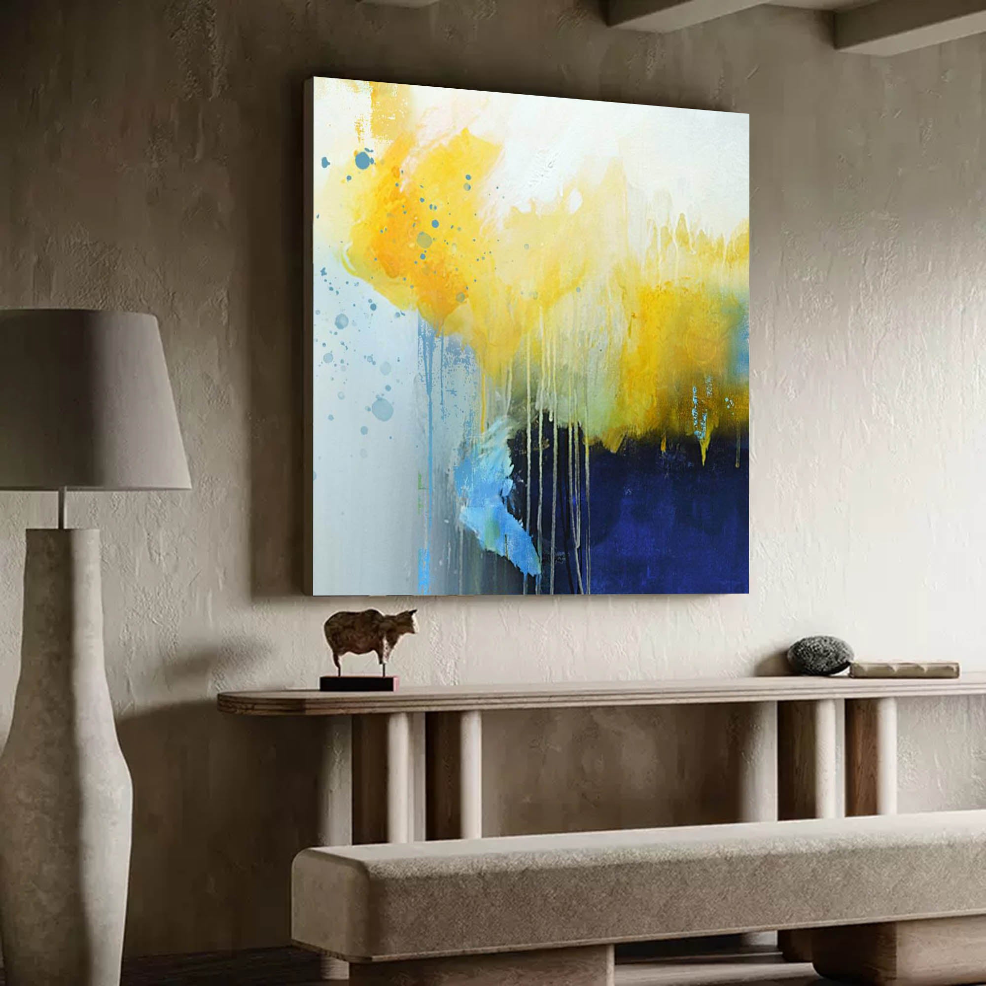 Square Original Abstract Oil Painting With Frame Abstract Acrylic Painting Large Wall Art Modern Art For Living Room