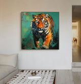 Original Abstract Tiger Canvas Oil Painting Modern Tiger Canvas Wall Art Large Animal Artwork Home Decor