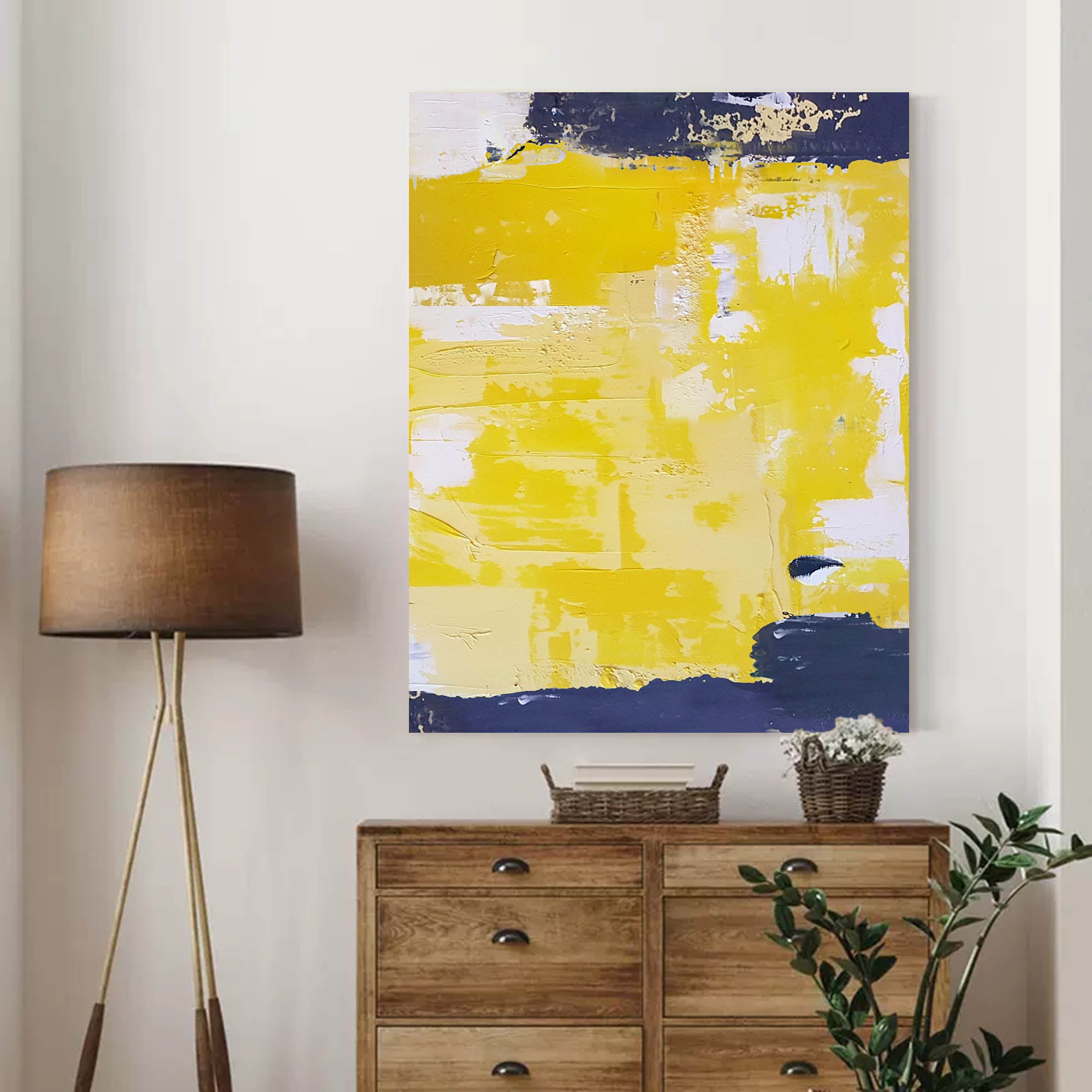 Modern Yellow Abstract Canvas Oil Painting Large Textured Painting Original Wall Art For Living Room