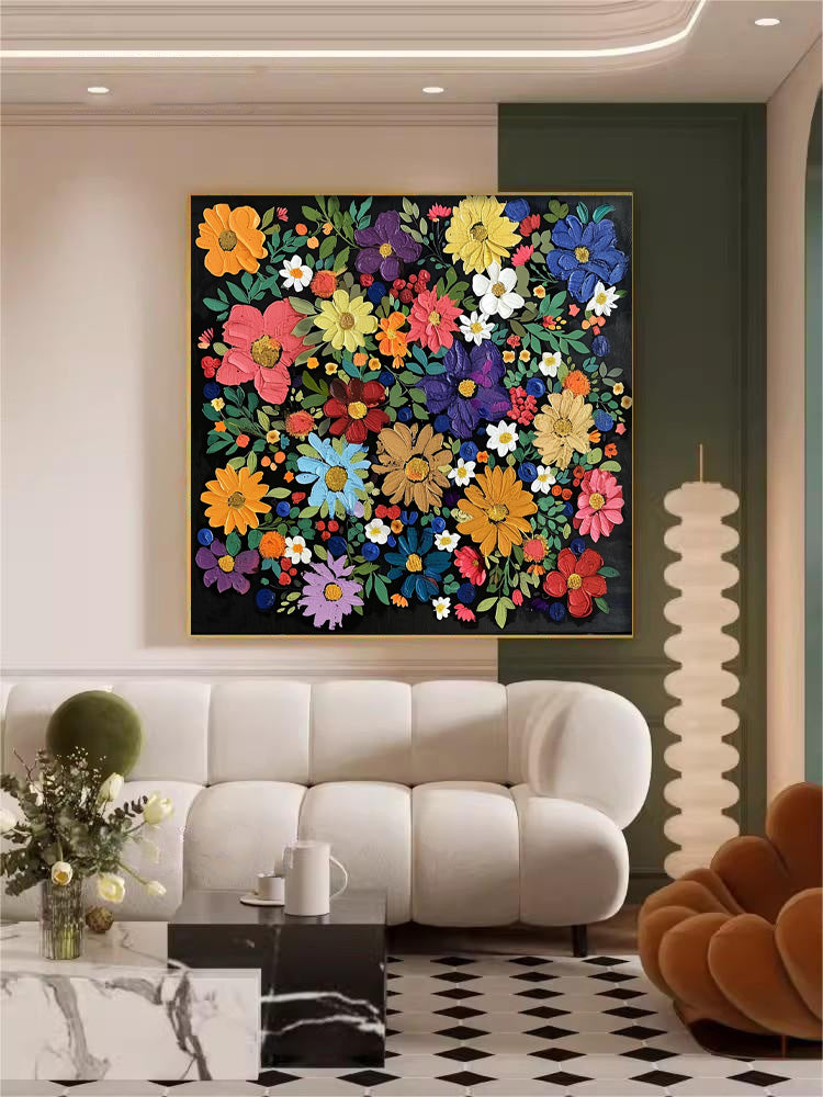 Various Floral Acrylic Painting Cute Colorful Flowers Oil Painting On Canvas Contemporary Decor Art For Sale