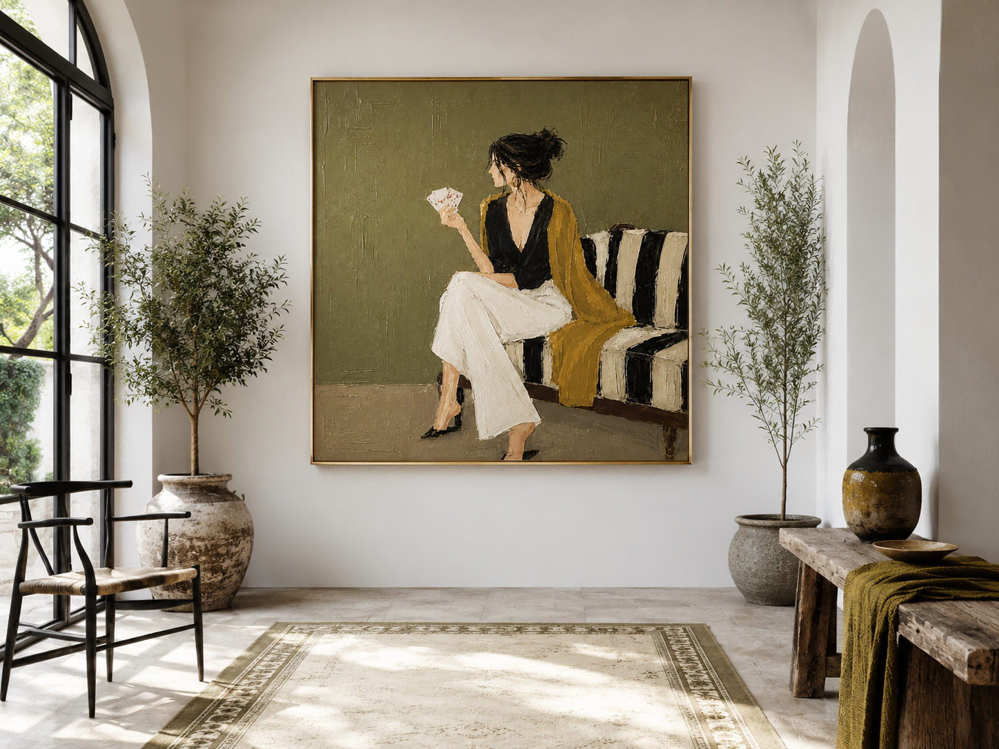 Elegant Square Canvas Art With Expressive Brushstrokes For Chic Lounge And Bedroom Wall Decoration